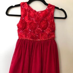 Special Occasion dress-red rose bodice w/sequins
